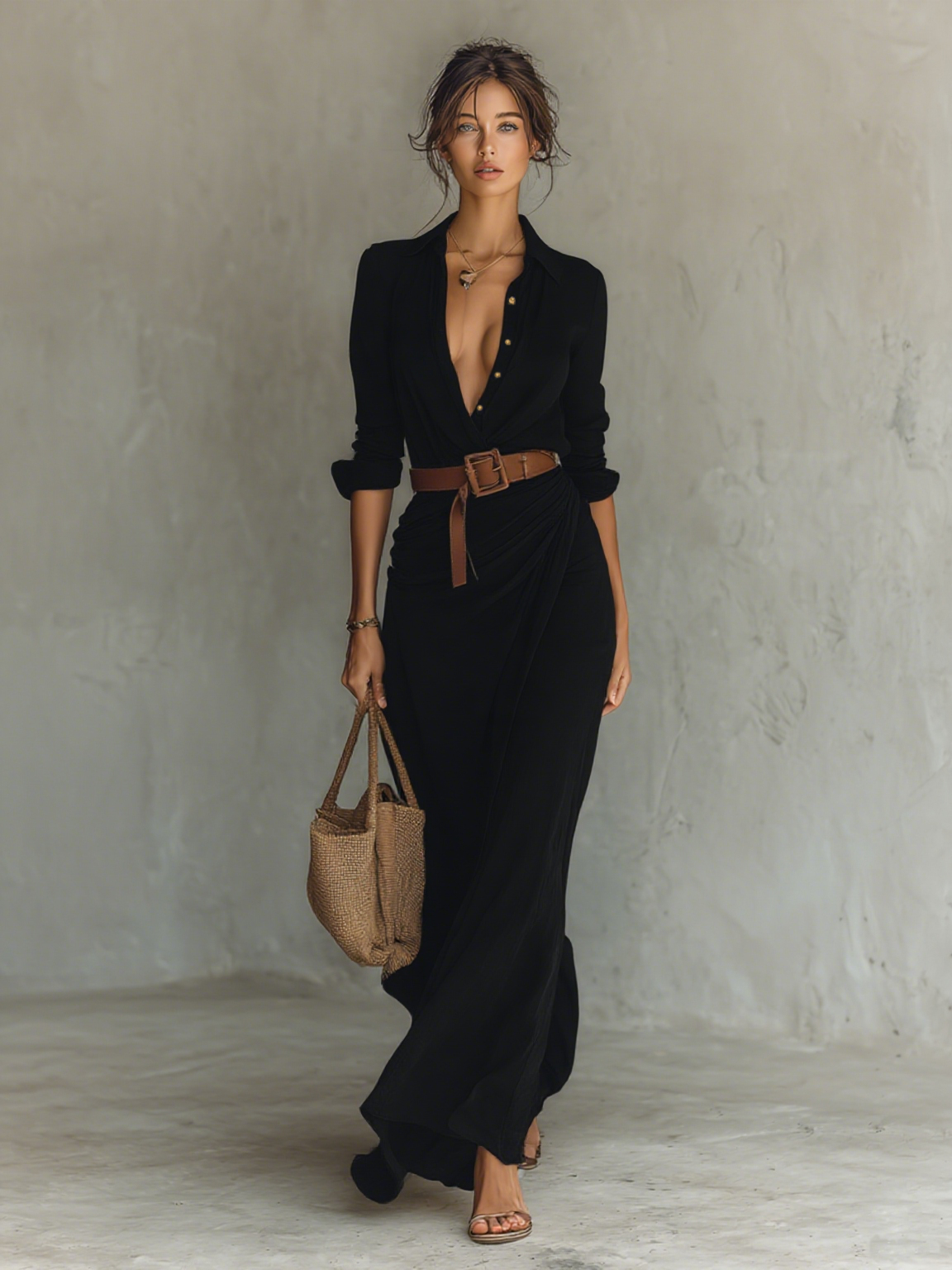 Lapel | The Cotton-Tencel Belted Single-Breasted Maxi Dress