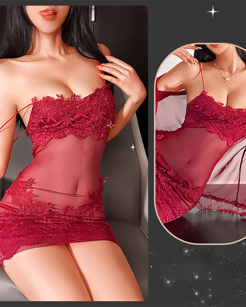 Lacy | The Ethereal Three-Piece Sheer Mesh Loungewear Ensemble