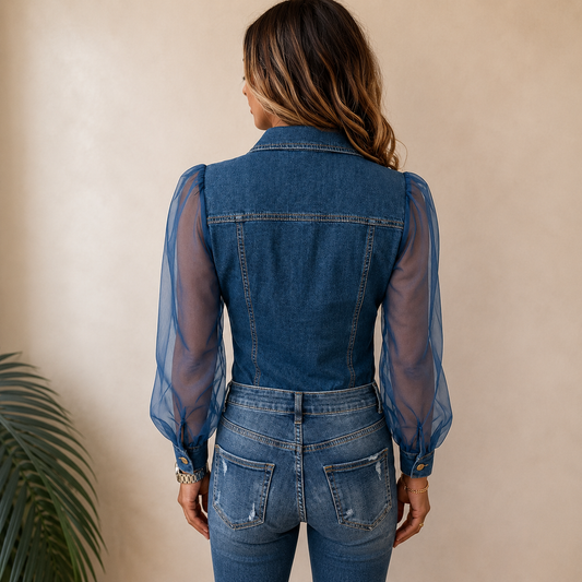 Amelie | The Tailored Soft-Touch Denim-Look Blouse
