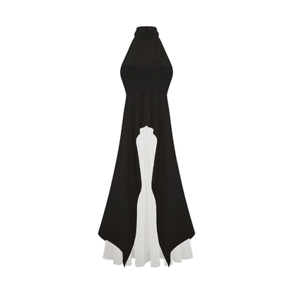 Ines | The Halterneck Layered Open-Back Maxi Dress