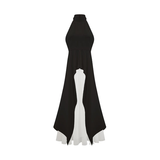 Ines | The Halterneck Layered Open-Back Maxi Dress