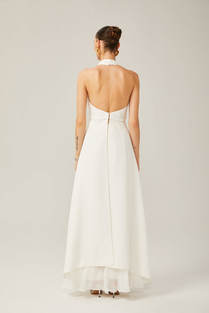 Ines | The Halterneck Layered Open-Back Maxi Dress