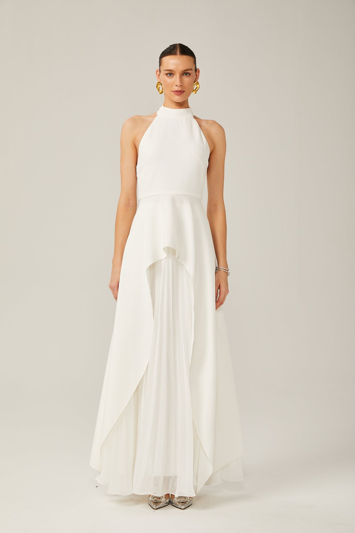 Ines | The Halterneck Layered Open-Back Maxi Dress