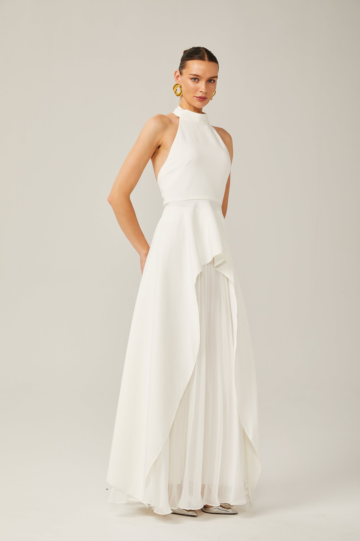 Ines | The Halterneck Layered Open-Back Maxi Dress