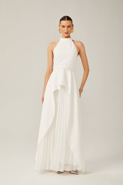 Ines | The Halterneck Layered Open-Back Maxi Dress