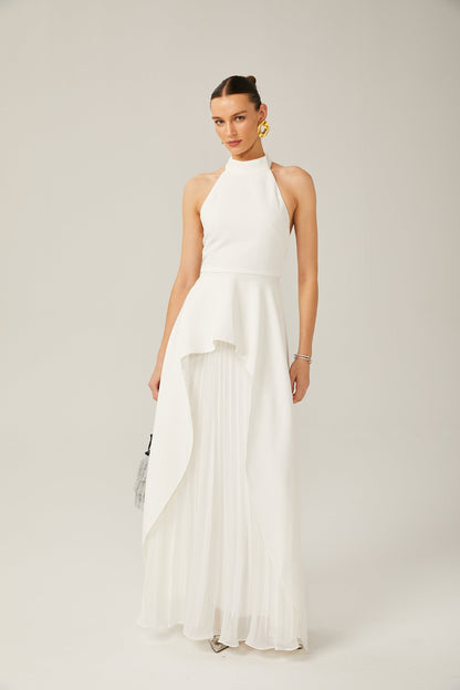 Ines | The Halterneck Layered Open-Back Maxi Dress