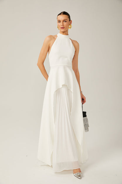 Ines | The Halterneck Layered Open-Back Maxi Dress