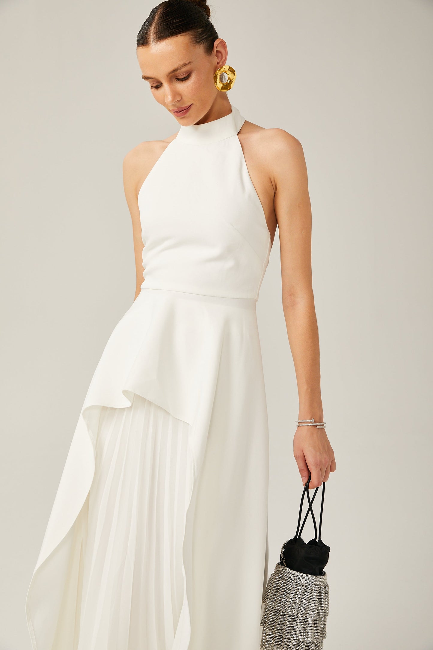 Ines | The Halterneck Layered Open-Back Maxi Dress