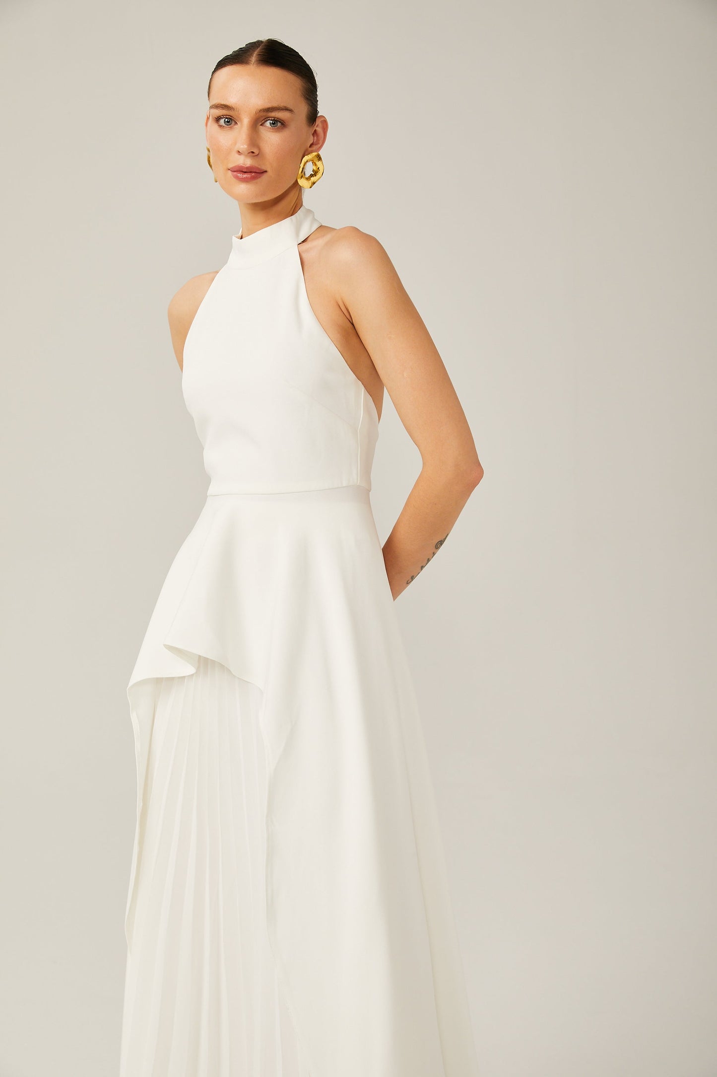 Ines | The Halterneck Layered Open-Back Maxi Dress