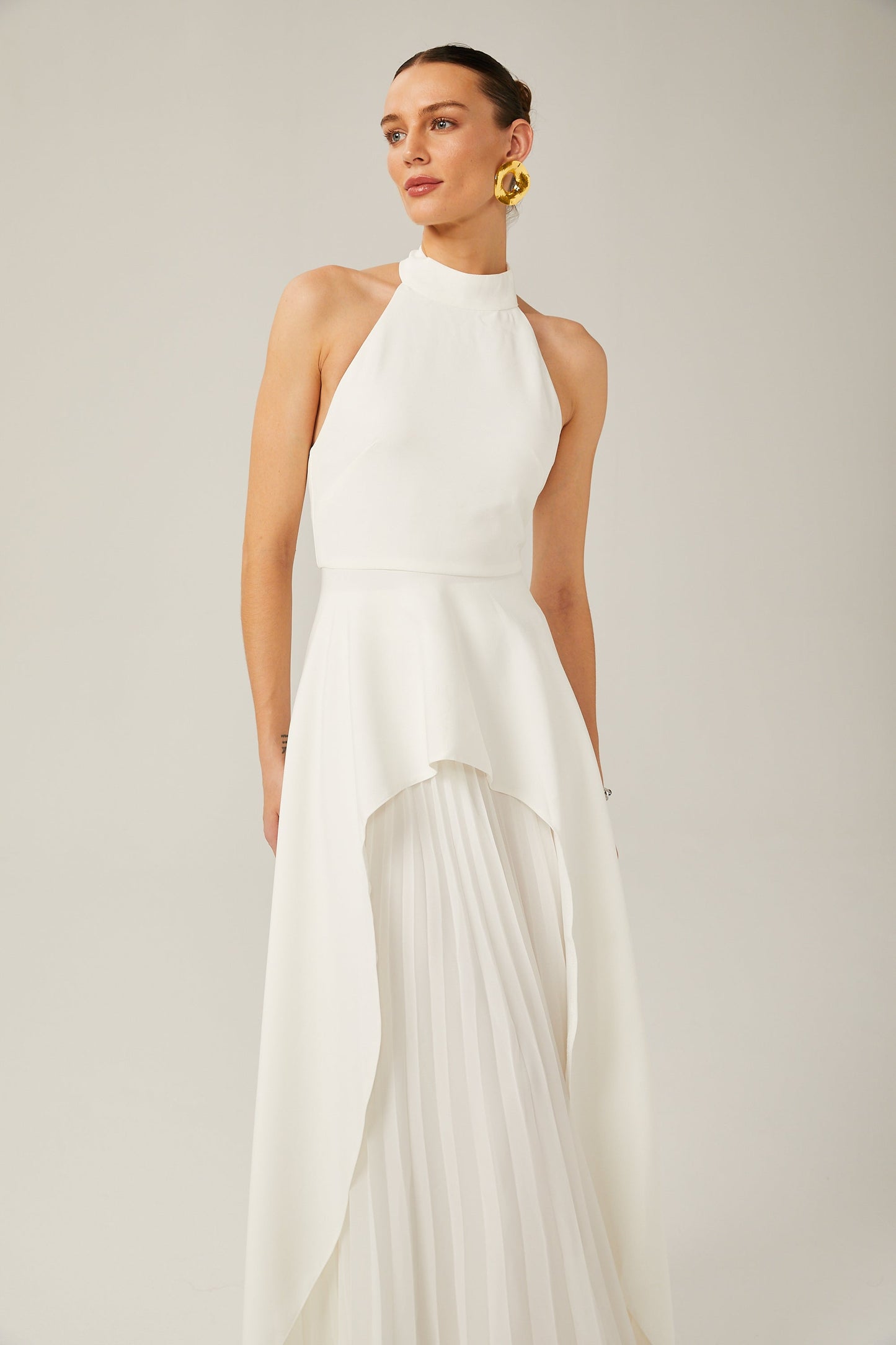 Ines | The Halterneck Layered Open-Back Maxi Dress