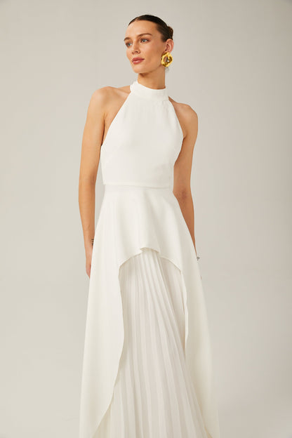Ines | The Halterneck Layered Open-Back Maxi Dress