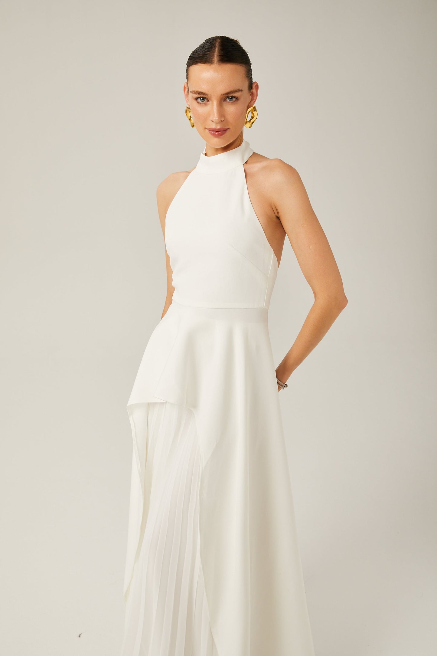 Ines | The Halterneck Layered Open-Back Maxi Dress