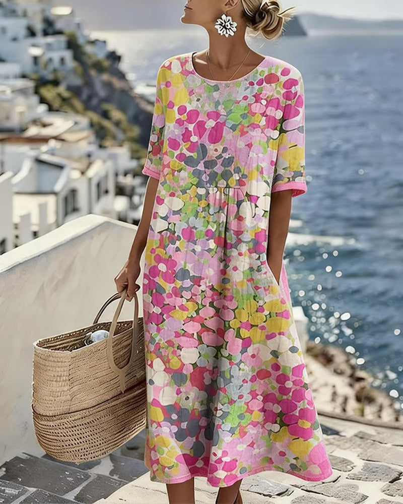 Elena | The Romantic Breezy Floral A-Line Midi Dress