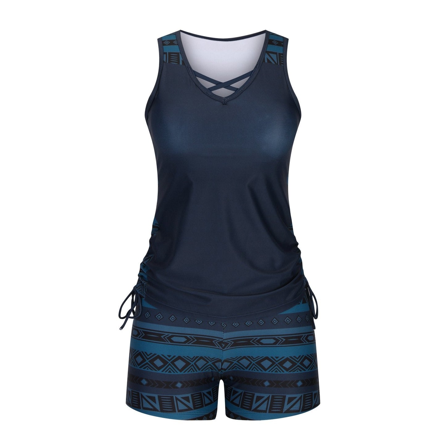 Zoe | The Bohemian Aztec High-Rise Tankini & Boy Shorts Set
