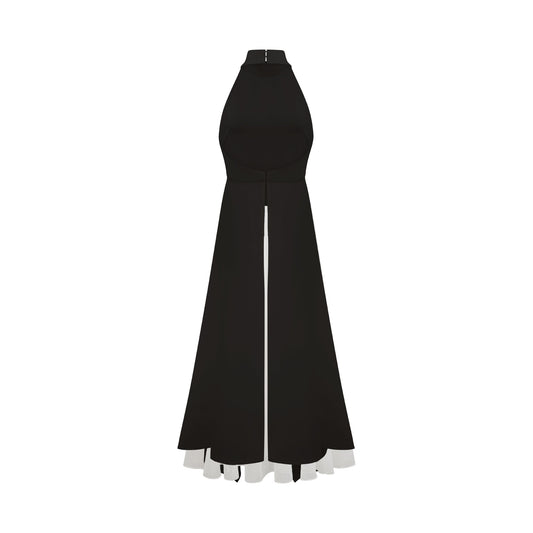 Ines | The Halterneck Layered Open-Back Maxi Dress