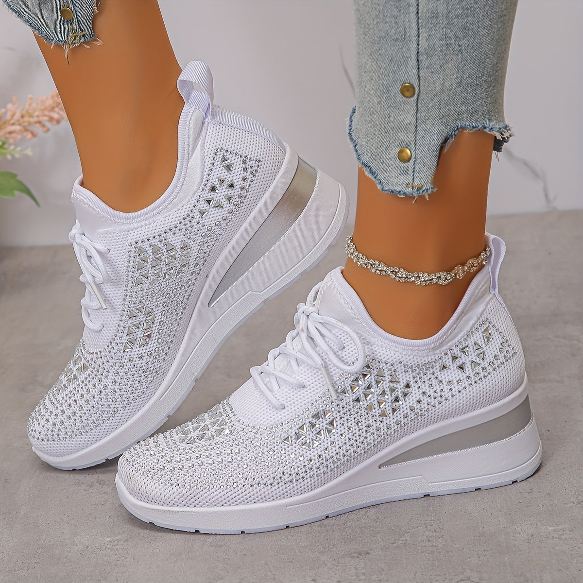 Owen | The Podiatric Cushion-Wedge Rhinestone Sneaker