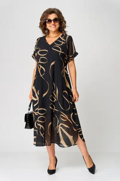 Sina | The Artistic Chiffon A-Line Midi Dress