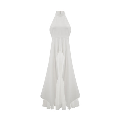 Ines | The Halterneck Layered Open-Back Maxi Dress