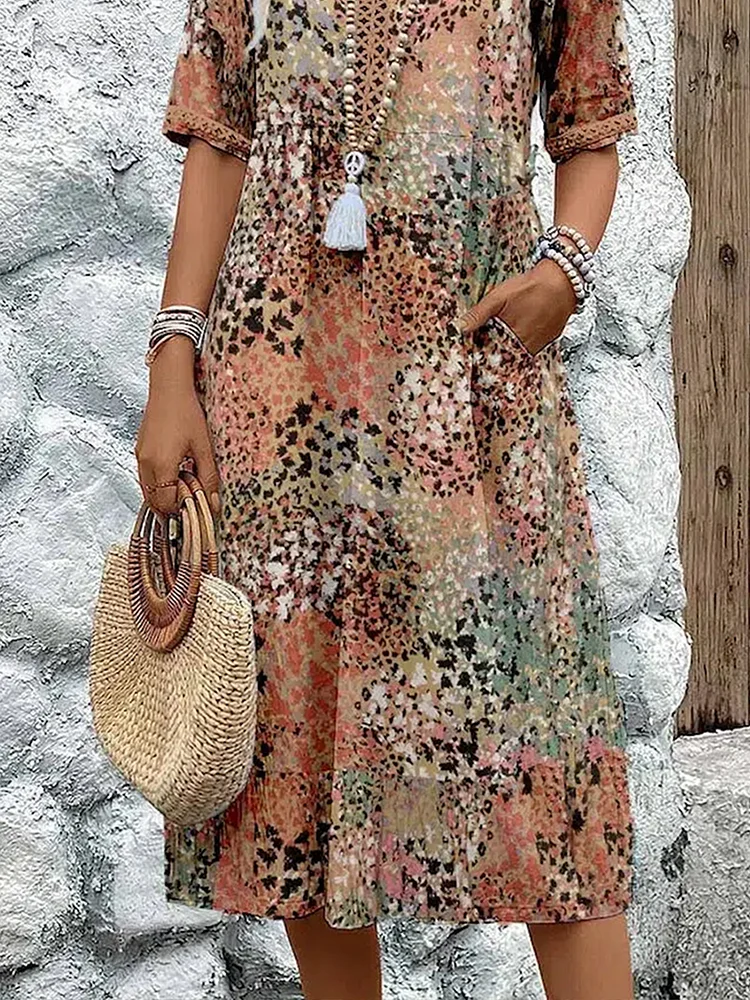 Noemie | The Radiant Linen-Rich V-Neck Vacation Midi