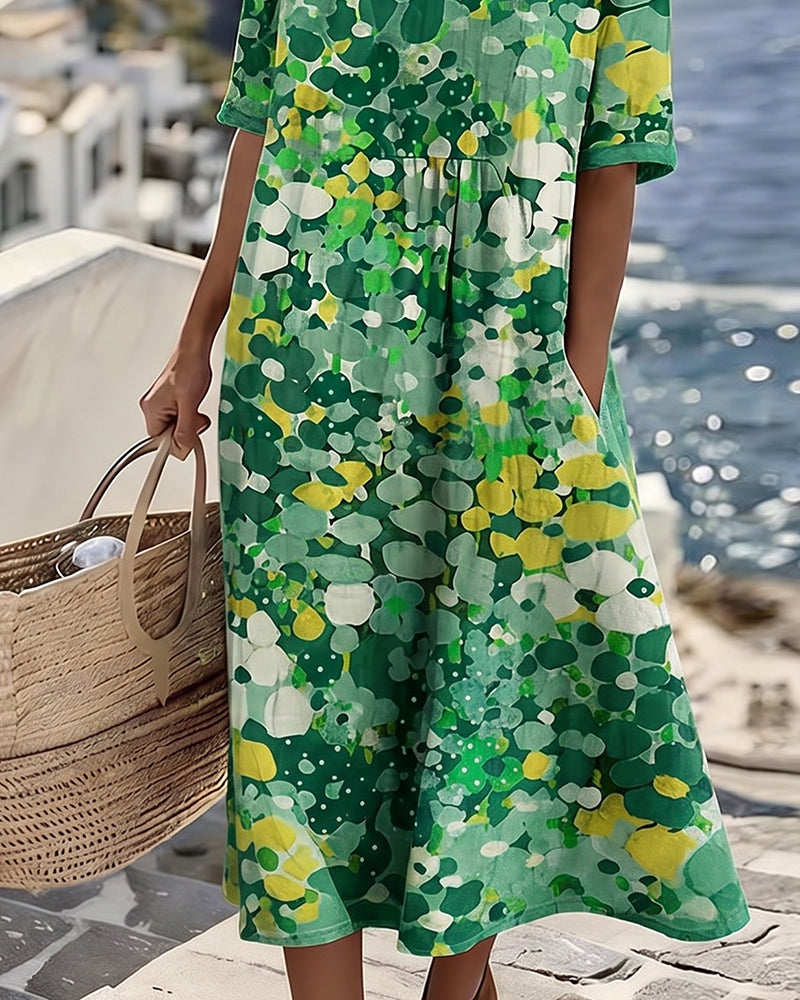 Elena | The Romantic Breezy Floral A-Line Midi Dress