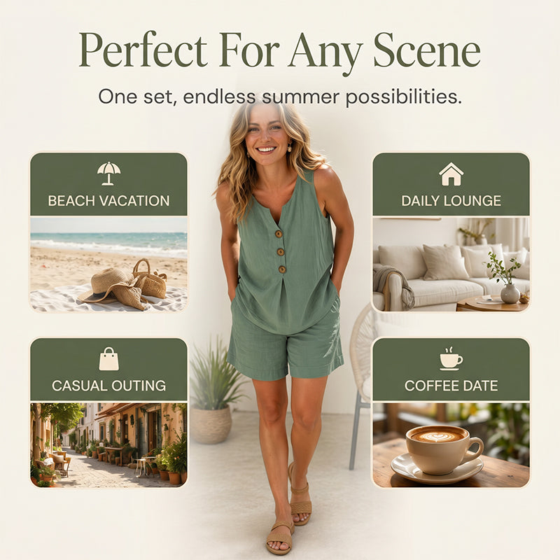Casy | The Rustic-Detailed Buttoned Two-Piece Set
