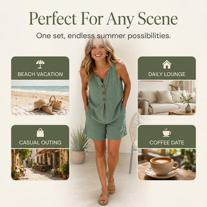 Casy | The Rustic-Detailed Buttoned Two-Piece Set