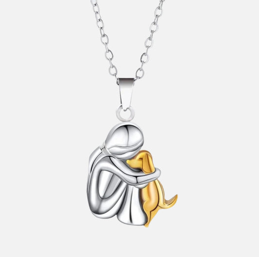 Dog Lover | The Pet Memorial Hugging Silhouette Gold Pendant