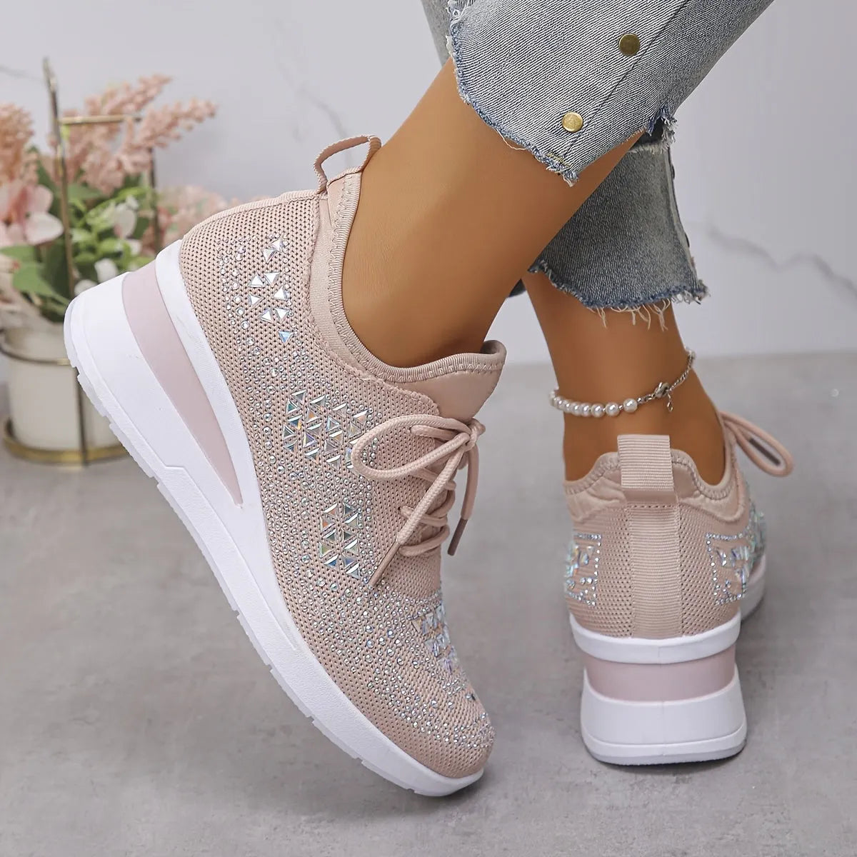 Owen | The Podiatric Cushion-Wedge Rhinestone Sneaker