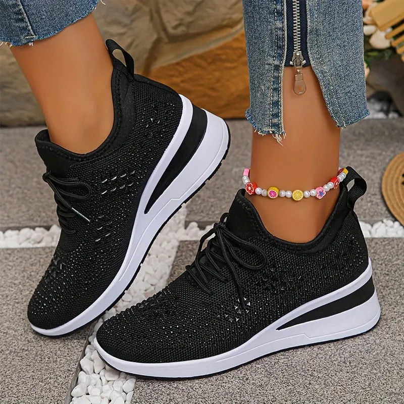 Owen | The Podiatric Cushion-Wedge Rhinestone Sneaker