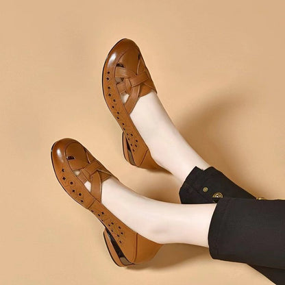 Barba |  The Lattice-Woven Vintage Leather Air-Flow Flat