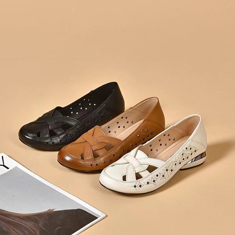 Barba |  The Lattice-Woven Vintage Leather Air-Flow Flat