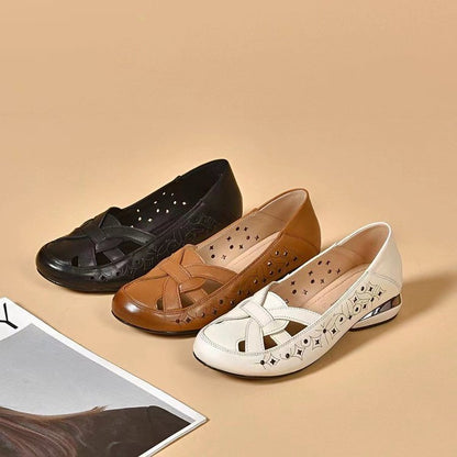 Barba |  The Lattice-Woven Vintage Leather Air-Flow Flat