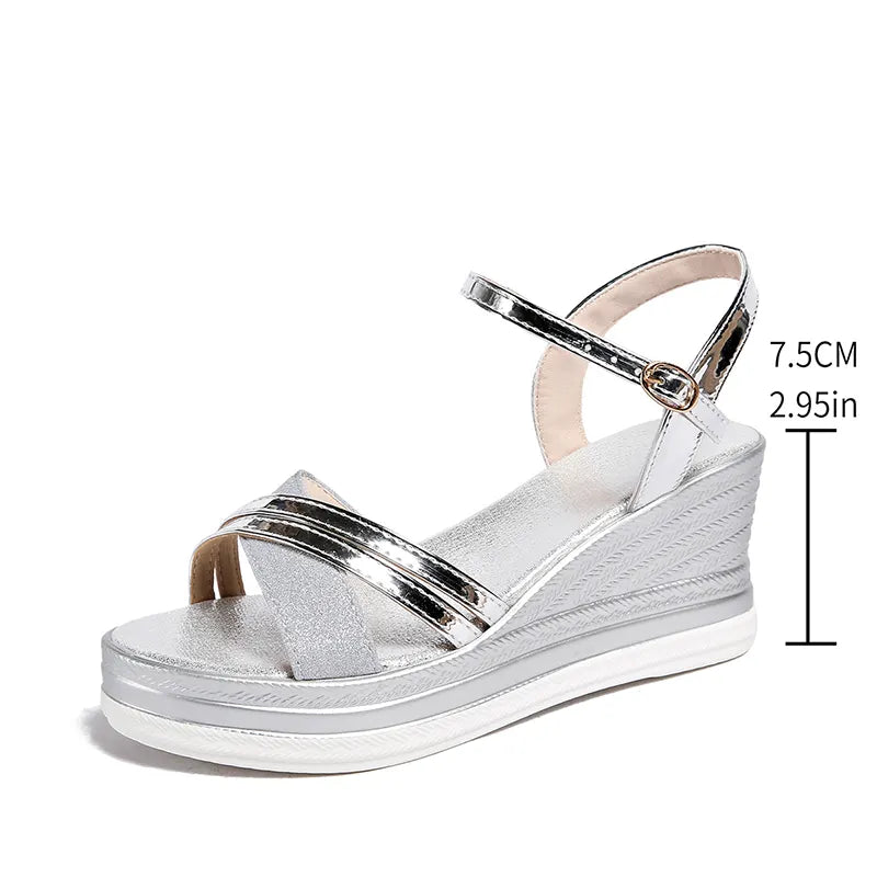 Lane | The Glamour-Accented Metallic Platform Wedge