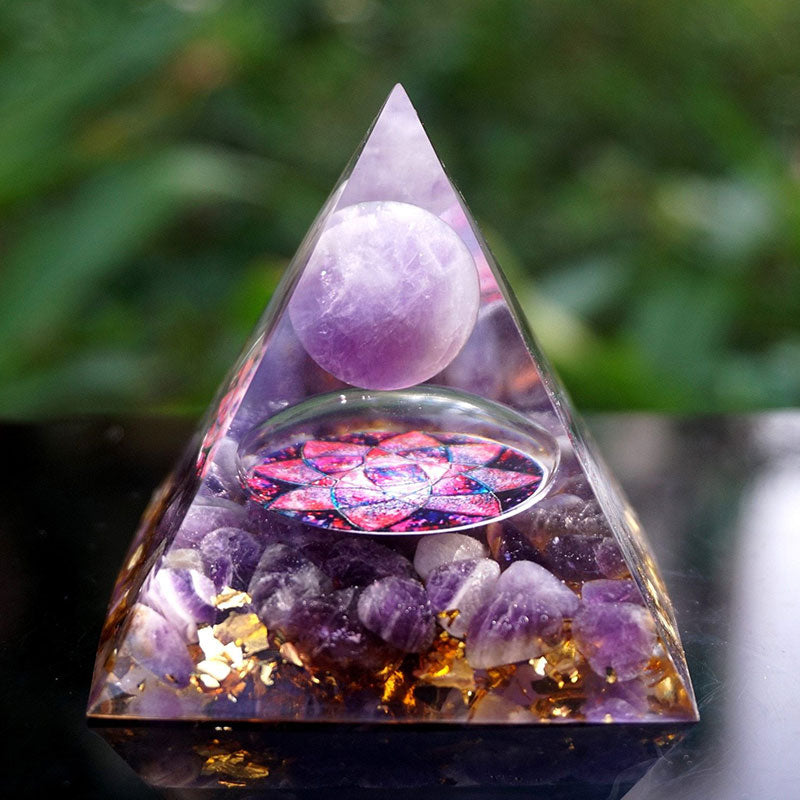 Olivenorma | The Amethyst Sphere Sacred Geometry Orgone Pyramid