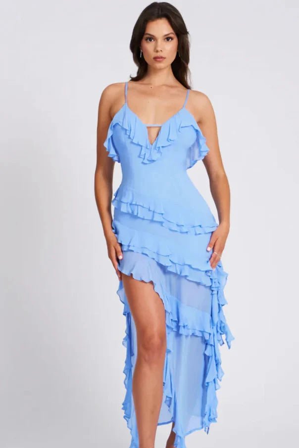 Aiah | The Asymmetrical Cascading Ruffled Party Dress
