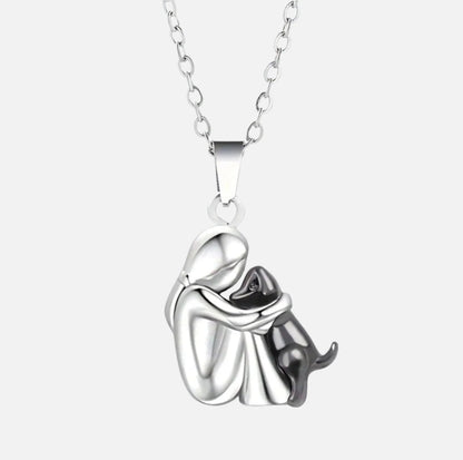 Dog Lover | The Pet Memorial Hugging Silhouette Gold Pendant