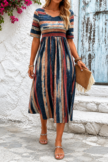 Marloes | The Tummy-Smoothing Striped Midi Dress