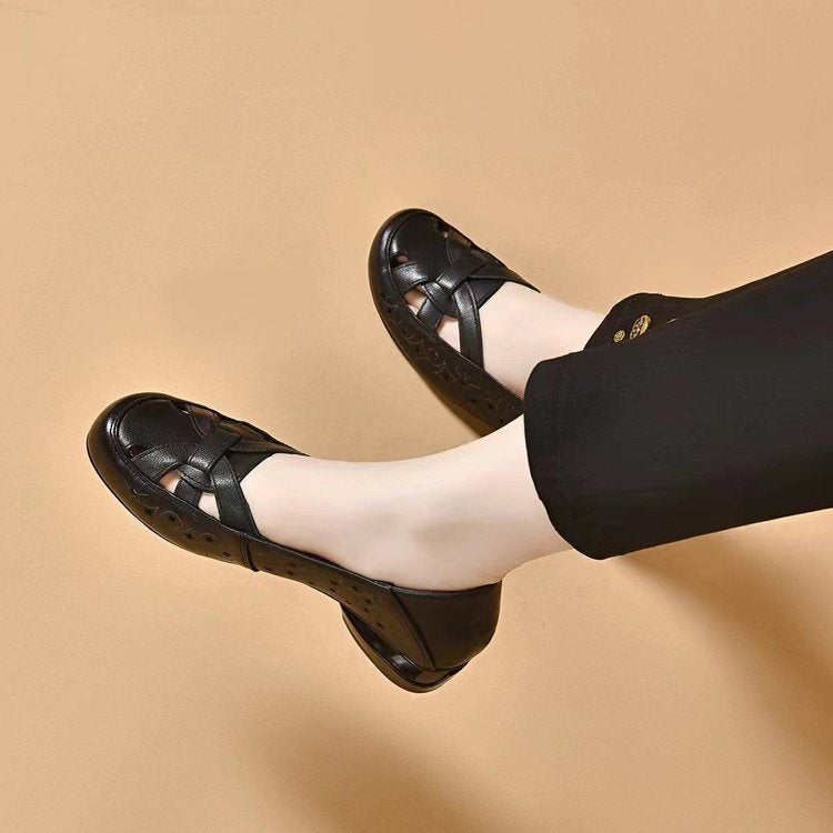 Barba |  The Lattice-Woven Vintage Leather Air-Flow Flat