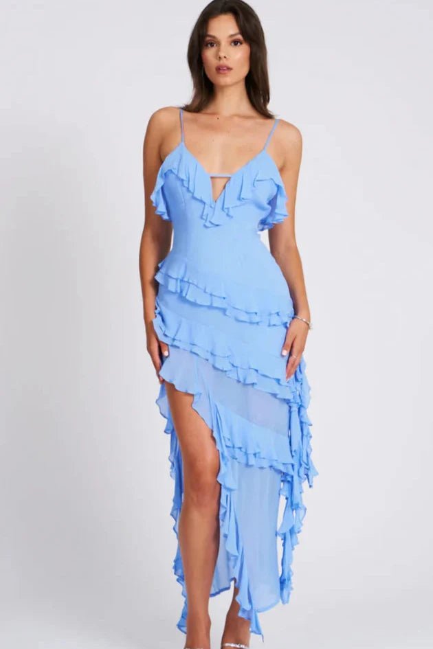 Aiah | The Asymmetrical Cascading Ruffled Party Dress
