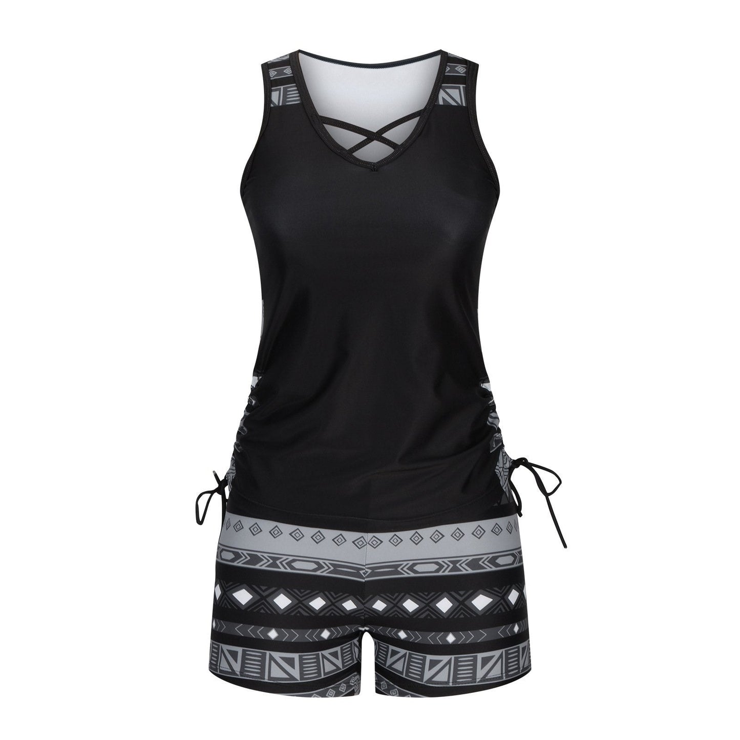 Zoe | The Bohemian Aztec High-Rise Tankini & Boy Shorts Set