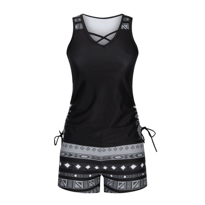 Zoe | The Bohemian Aztec High-Rise Tankini & Boy Shorts Set