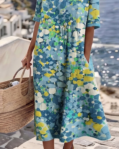 Elena | The Romantic Breezy Floral A-Line Midi Dress