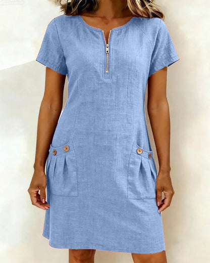 Eliana | The Minimalist Tailored A-Line Dress with Hidden Pockets