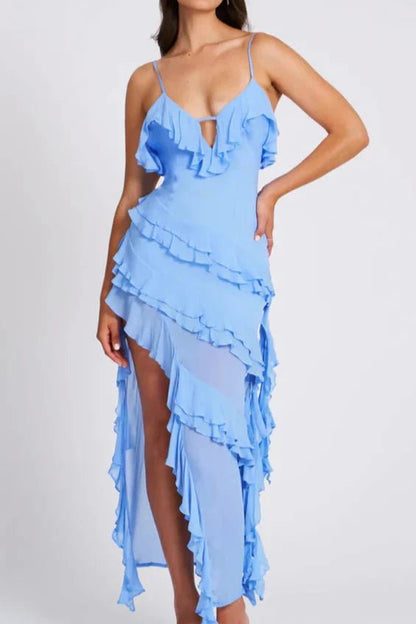 Aiah | The Asymmetrical Cascading Ruffled Party Dress