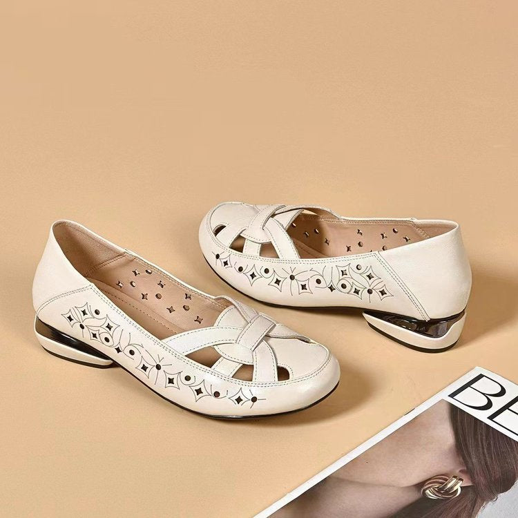 Barba |  The Lattice-Woven Vintage Leather Air-Flow Flat
