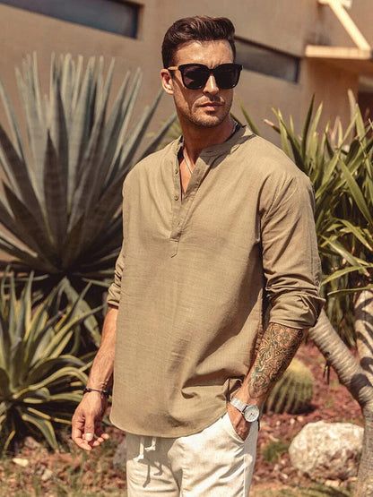 Henley | The Premium Cotton-Hemp Casual Artisan Shirt