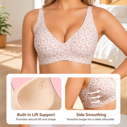 Char | The Deep-V Leopard-Plush Underwire-Free Bralette