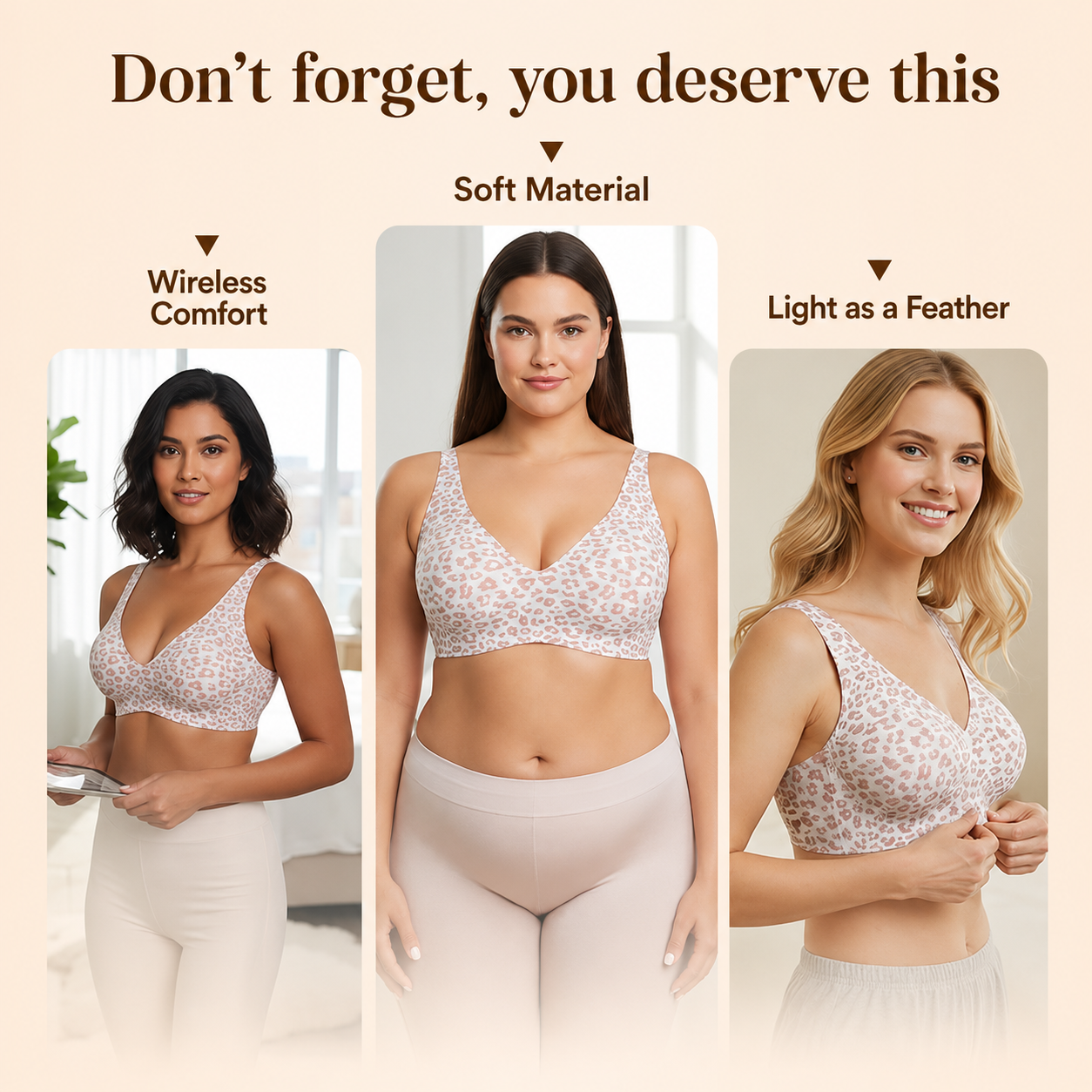 Char | The Deep-V Leopard-Plush Underwire-Free Bralette