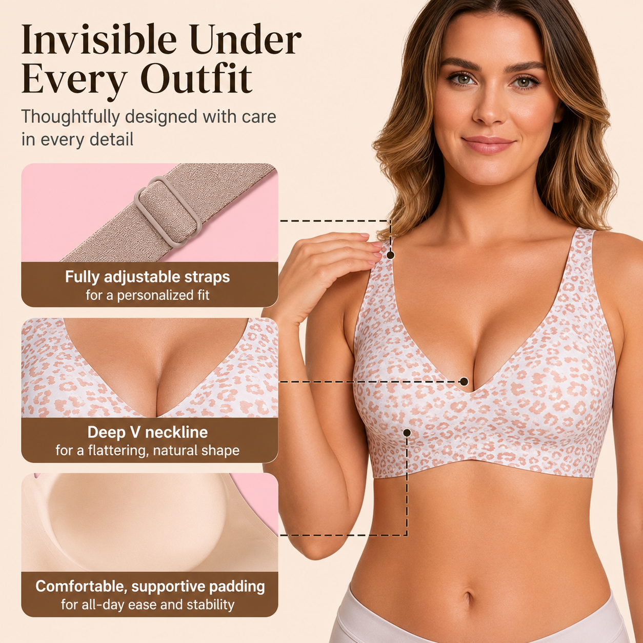 Char | The Deep-V Leopard-Plush Underwire-Free Bralette