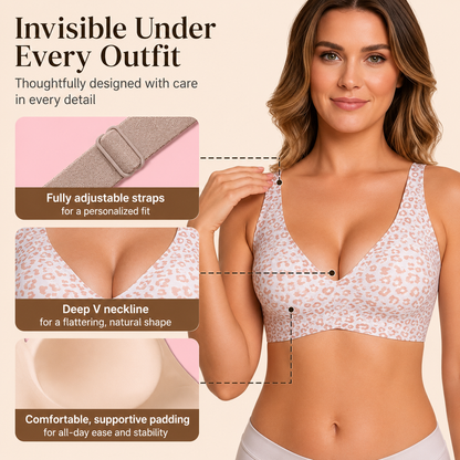 Char | The Deep-V Leopard-Plush Underwire-Free Bralette